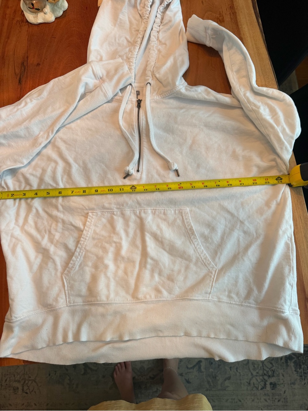 aerie White Half-Zip Hoodie Sweatshirt 100% cotton - Picture 8 of 8